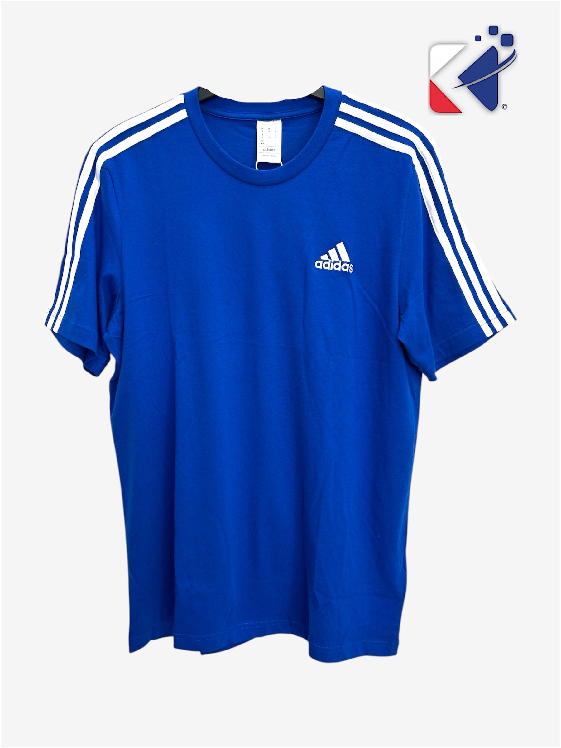 T-shirt bleu et blanc Adidas taille M